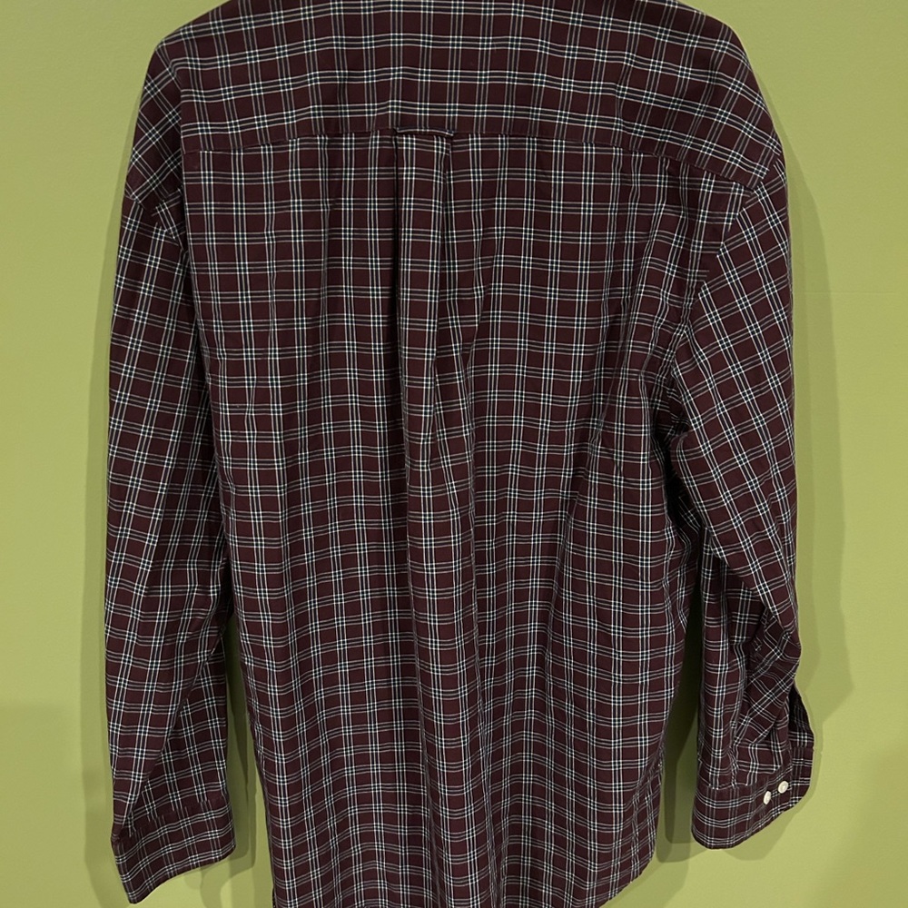 Nautica, red plaid dress, or sporty shirt, button-down.